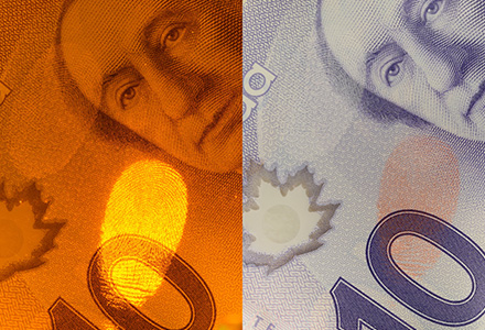 Two fingerprints under special light