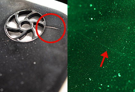 Scratches on the container